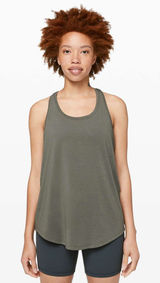 Lululemon Love Tank Top Grey Sage Green Size 4 Pleated Cotton Racerback Photo 0