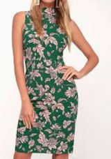 Lulu’s Carriage Tour Pink and Green Floral Print Sleeveless Dress Photo 0