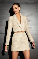 Gianni Bini Sadie Tweed Blazer Champagne Sequin Evening Wear size 4 Photo 0
