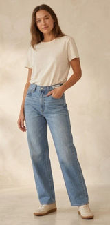 Aritzia Denim Forum The ‘90s So-Soft Hi-Rise Baggy Jean relaxed fit blue pockets size 26 Photo 0