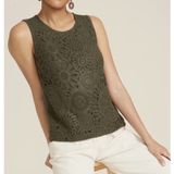 Maurices Crochet Front Tank Top Womens Size M Olive Green Boho Peasant Hippie Photo 0