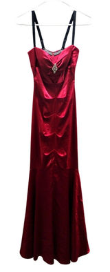 Camille La Vie Size 2 Red Ruched Satin Sweetheart Mermaid Dress Prom Gown Photo 0