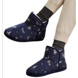 Joules Winter Cozy Slippers Size 6 US Blue Dog Print Faux Fur Pull On Style Photo 0