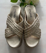 J/Slides NYC Gold‎ Woven Cross Strap Platform Wedge Sandals Gold Size 6 Photo 0