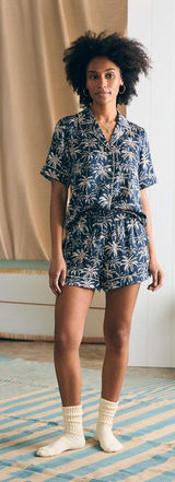 Mara Intimite Navy Tropics Tree Pajamas‎ Set Summer Resort Made in Peru Photo 0