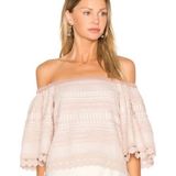 Revolve ALEXIS Finn Lace Off Shoulder Top Blouse Blush Pink Silk Lacey X-Small Photo 0