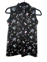 RLX Ralph Lauren Womens Sleeveless Polo Shirt Black Multi Sport Print XS PGA Photo 0