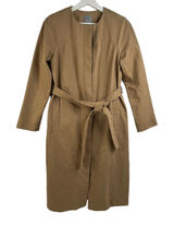 COS women’s Size 34 S Trench Coat Belted Jacket Khaki‎ Long Collarless Pockets Photo 0