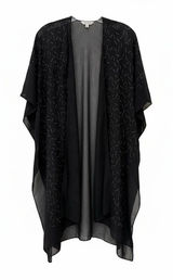 Vintage Jessica McClintock Black Sheer Beaded Kimono Overlay Evening Jacket Photo 0