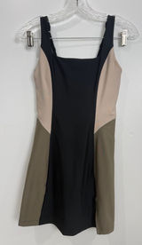 Triangle Panel Mini Dress in Black, Beige & Olive Photo 0