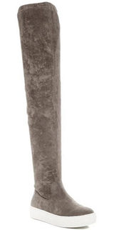 J/Slides Petra Over-the-Knee Sneaker Boots Gray Faux Suede Fall‎ Autumn Casual Photo 0