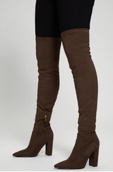 NEW GUESS Abetter Faux-Suede Over-the-Knee Boots Chlorate Brown 9.5 Photo 0