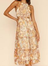 Who I Am Arisaema Brown Yellow Floral Maxi Dress Photo 0