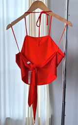 NWT Rhinestone Halter Top L Orange Scarf Bow Back Festival McBling Y2K Clubwear Photo 0