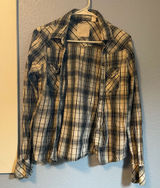 Y2K Plaid Western Coastal Cowgirl Farm Long Sleeve Shirt Top Collar L Large Photo 0