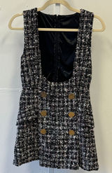 Storets Tweed Skort Romper Gold Button Double Breasted Sleeveless Pinafore Dress Photo 0
