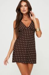 Brown Polka Dot Nellie Mini Dress Princess Polly Photo 0