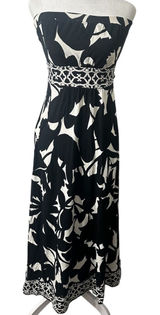 White House Black‎ Market Strapless Maxi Dress XS Black Ivory Y2K Graduation Photo 0