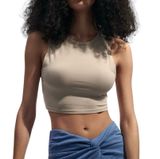ZARA Cropped Tank Top Sleeveless Crewneck Crop Top Beige Size Small Photo 0