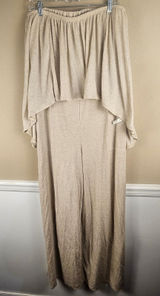 NWT Free People Beach Womens Oatmeal Wide Leg Linen Blend Halter Jumpsuit Large Photo 0