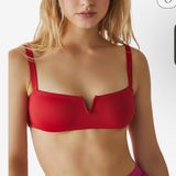 Free People Notched Lily Scuba Bralette - Haute Red, Size Medium Photo 0
