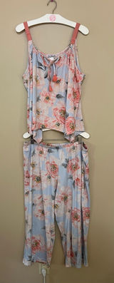 Linea Donatella Patterned Tank Top And Pants Lounge Set Womans Size XL Photo 0