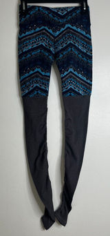 Alo Yoga Women's Blue Gray Geometric Print High Rise Leggings Size XS Yoga Gym Photo 0