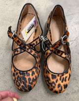 A New Day Leopard Print Crisscross Mary Jane Flats Brown Animal Print Size 6.5 Photo 0