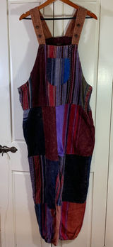 Rising International Nepal Patchwork Overalls Jumpsuit Boho Hippie XL‎ Colorful Photo 0