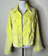 Free People Neon Yellow Cropped Oversized Corduroy Part Time Love Jacket Photo 0