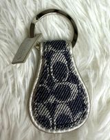 Vintage COACH y2k SIGNATURE TEAR DROP KEY RING Denim Charm Photo 0