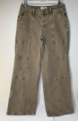 RSQ Jeans Womens Sz 27 Denim Mid Rise Wide‎ Leg Baggy Pants Hippie Grunge Tan Photo 0