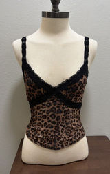 Y2K West of Melrose Cheetah Print Lace Cropped Top XS Photo 0