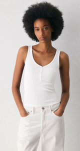 Aritzia Homestretch Rib Henley Tank in White Photo 0