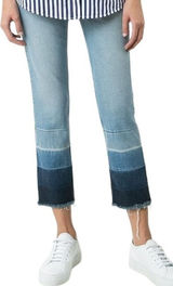3x1 Shelter High Rise Cropped Jeans Ombre Straight Leg Raw Hem Denim Blue 27 Photo 0