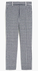 J. Crew Holland Gingham Pants Navy White Linen Cotton Blend Crop Size 6 Photo 0