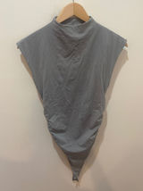 Abercrombie & Fitch Gray Modal Blend Mock Neck‎ Padded Shoulder Bodysuit Medium Photo 0