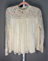 Altar'd State Cream Lace Mock Neck Blouse Romantic Boho Cottagecore Fairytale M‎ Photo 0