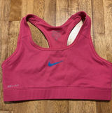 NIKE Dri-Fit Sports Bra Size Small Magenta Pink‎ Blue Swoosh Gym Running Outdoor Photo 0