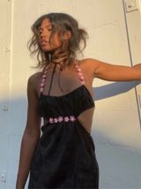 NWT For Love And Lemons Millie Slip Dress XXS Black Pink Rose Floral Photo 0