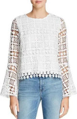 Lucy Paris White Lace Bell Sleeves Shirt Xs Photo 0