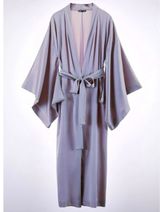 NWT Zara Silk Belted Robe Kimono Dressing Gown S/M Taupe Elegant Quiet Luxury Photo 0
