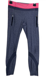 lululemon athletica Heathered Gray Leggings with Pink Waistband Photo 0