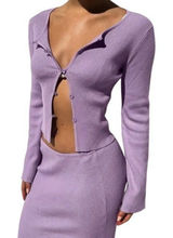 Tiger Mist Sweater Women XS Purple Ribbed Knit Monica Cardigan Sexy‎ Preppy Photo 0