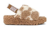 UGG Fluff Yeah Cow Print Shearling Slide Slippers Women's US 8 EU 39 Beige Tan Photo 0