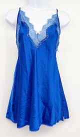 Victoria's Secret Womens Blue Satin Lace Trim Romantic Coquette Slip Dress S Photo 0