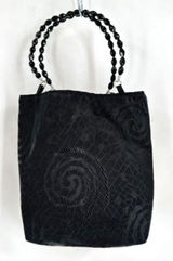 Vintage 90s Das Women's Swirl Print Textured Beaded Strap Purse Mini Bag‎ Black Photo 0
