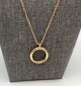 Vintage Gold Tone Circle Pendant Matinee Necklace Photo 0