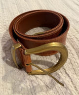 Forenza Vintage Genuine Leather Embossed Brown Belt with Brass Hardware Size L Photo 0