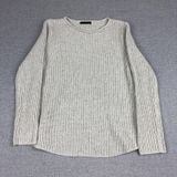 Oui Sweater Womens 12 Beige Crew Neck Long Sleeve Chunky-Knit Pullover Photo 0